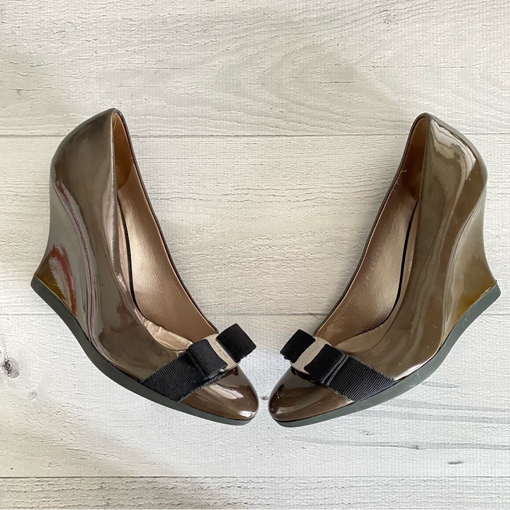 Salvatore Ferragamo Patent leather Wedge Heels Sz 6.5